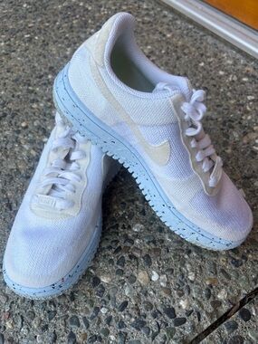 NIKE | Air Force 1 Low Crater fly knit White and light blue size 7